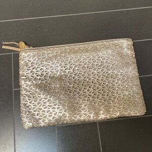 Clare V. Silver Geo Foldover Clutch